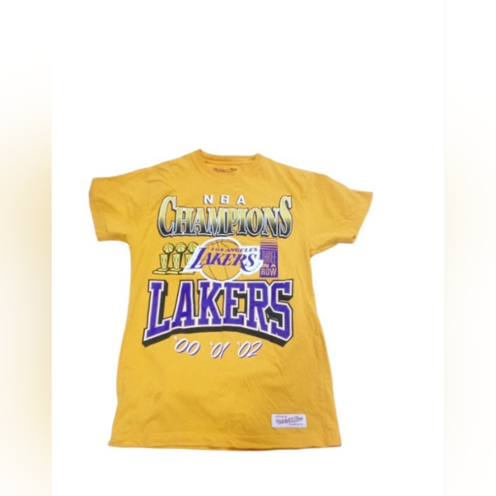 Nba Adult Small Mitchell & Ness Yellow Nba Champions Lakers 00,01,02 Shirt